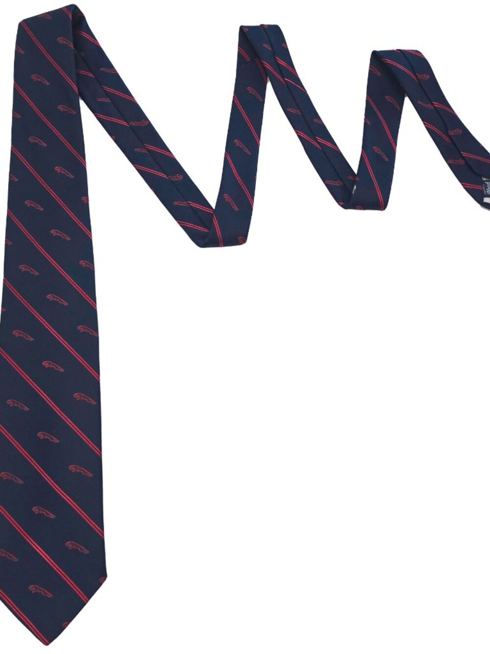 Vtg Jaguar Stripe Repp Silk BlendTie Necktie Blue Red Automobile Car 3.25 x 56 - Picture 2 of 3